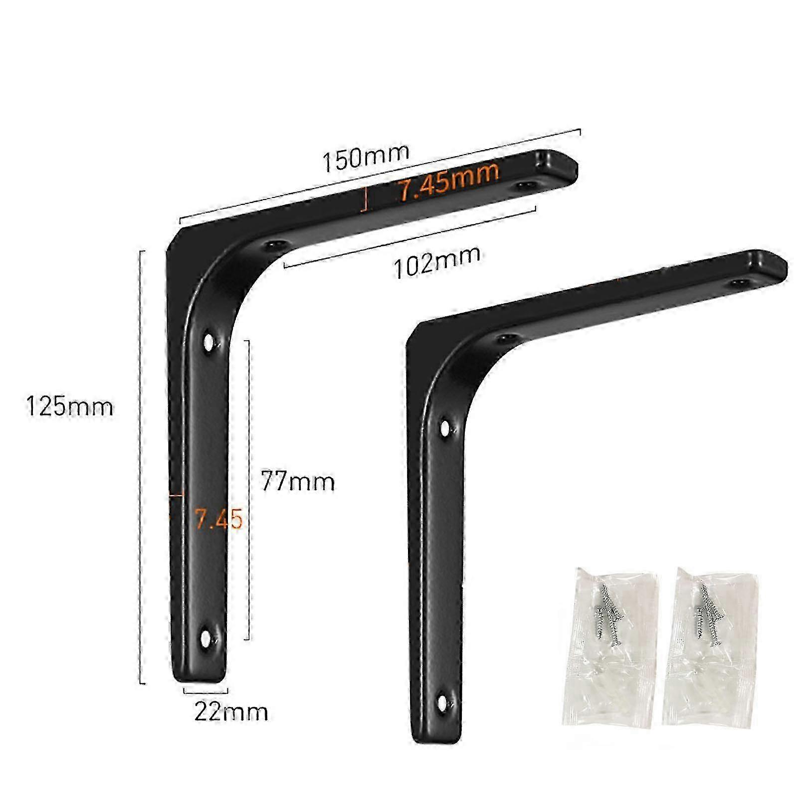 2 Pieces Wall Mounted Metal Brackets Invisible Floating Shelf Brackets L-Shape Shelf Bracket Furniture Hardware Black