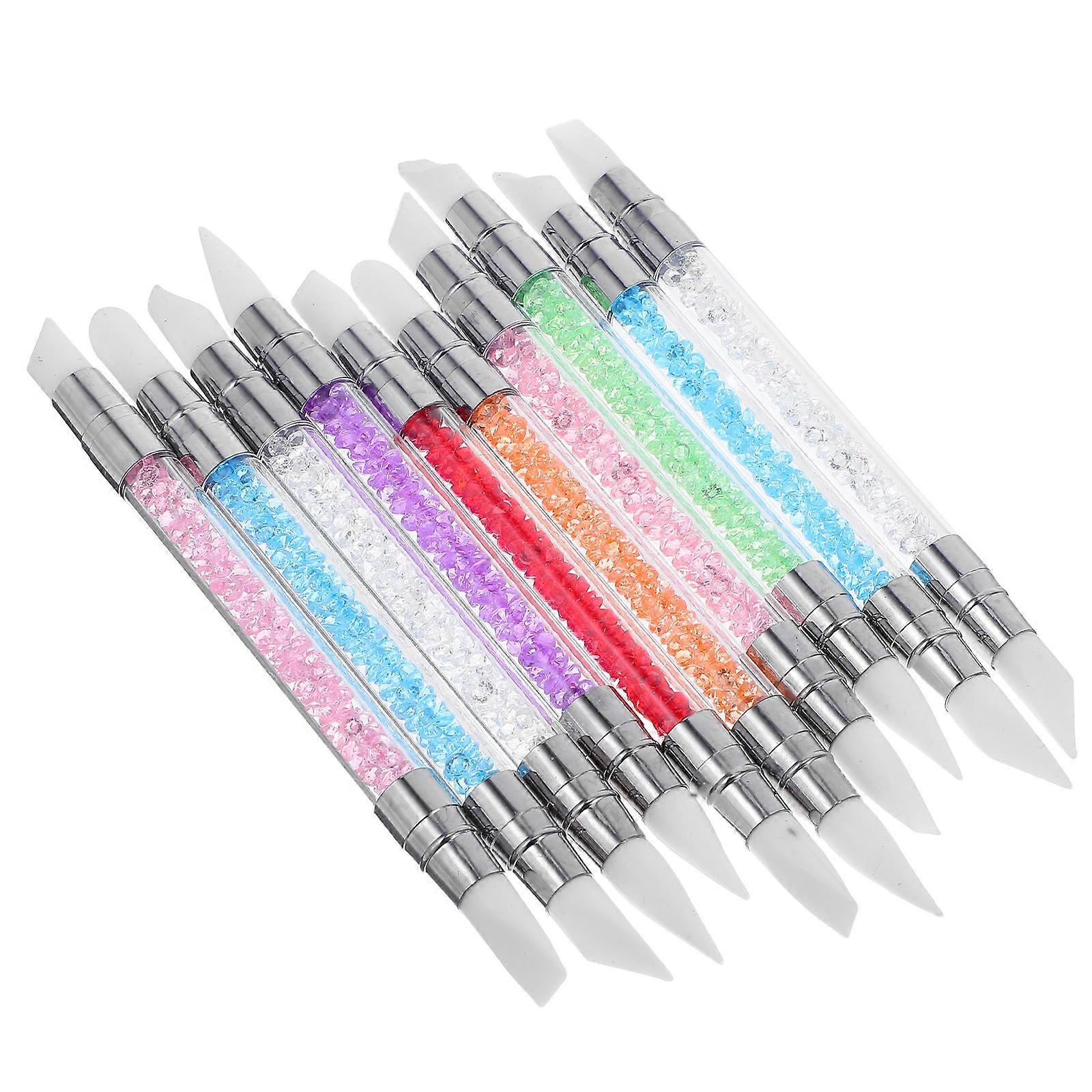 Crystal Handle Nail Sculpture Pen for Precise Nail Art 10Pcs Set