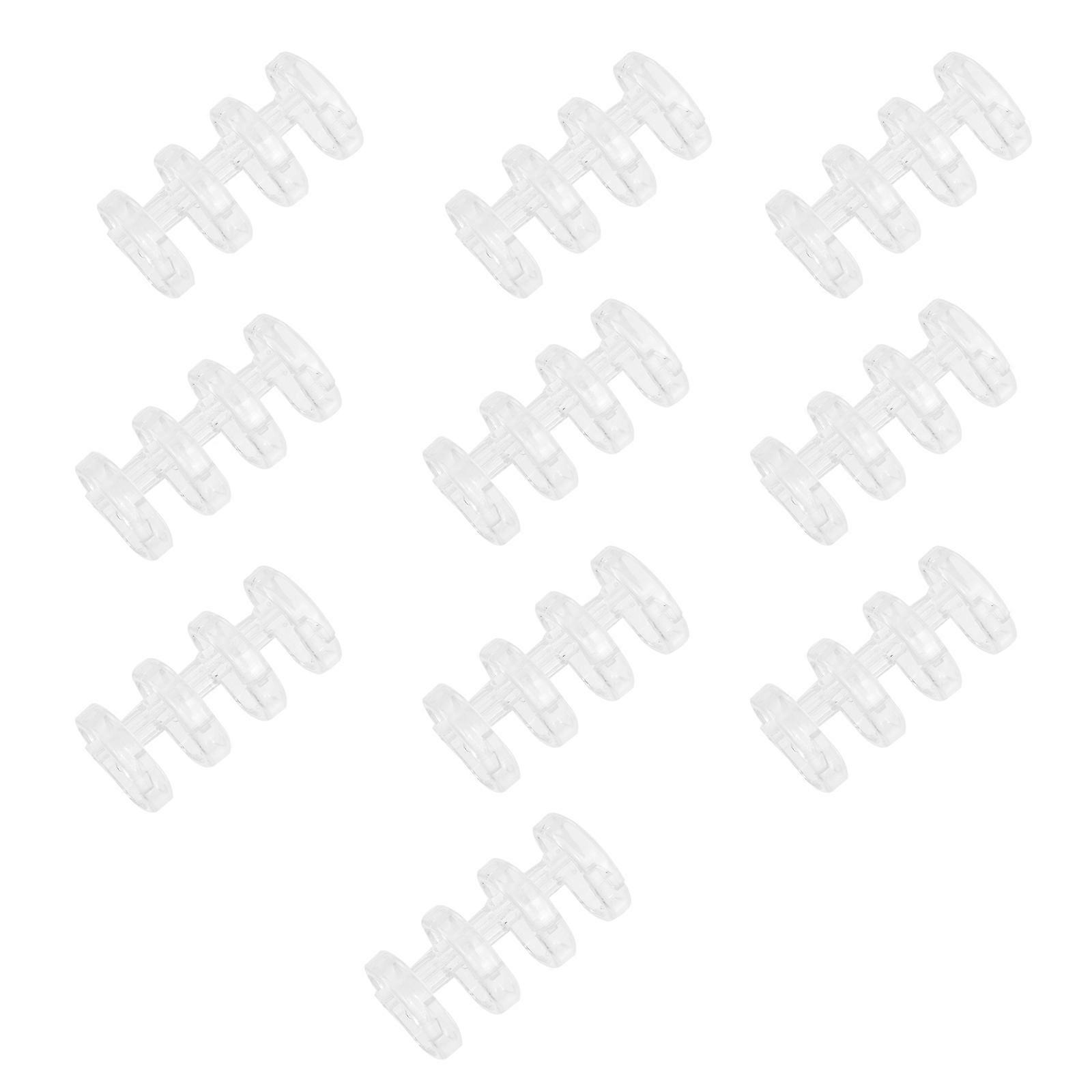 Plastic Segmented Binder Snap Four-Hole Binder for Student 10Pcs Transparent