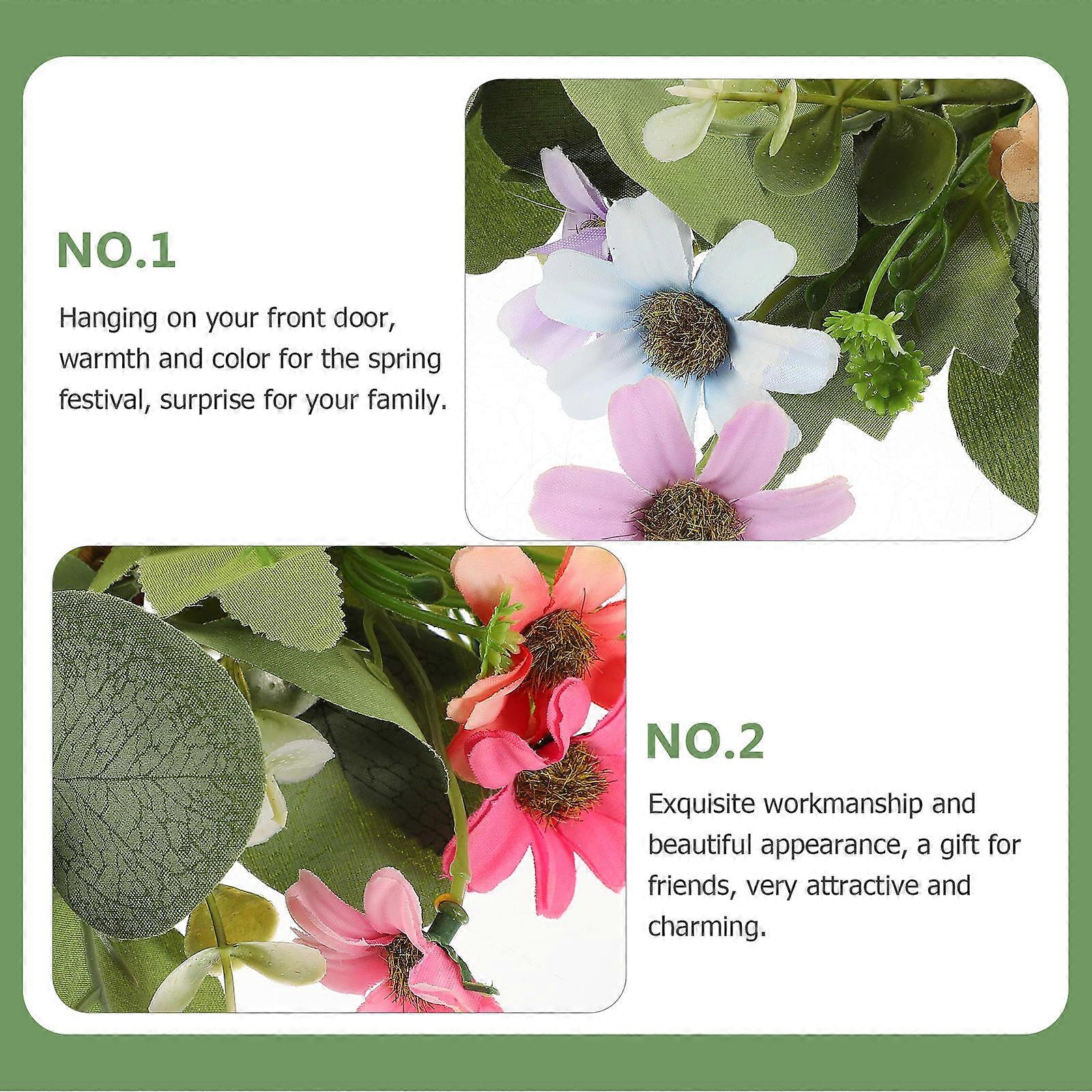 Pink Eucalyptus Leaf Wreath Artificial Hanging Welcome Decor 5Pcs Set