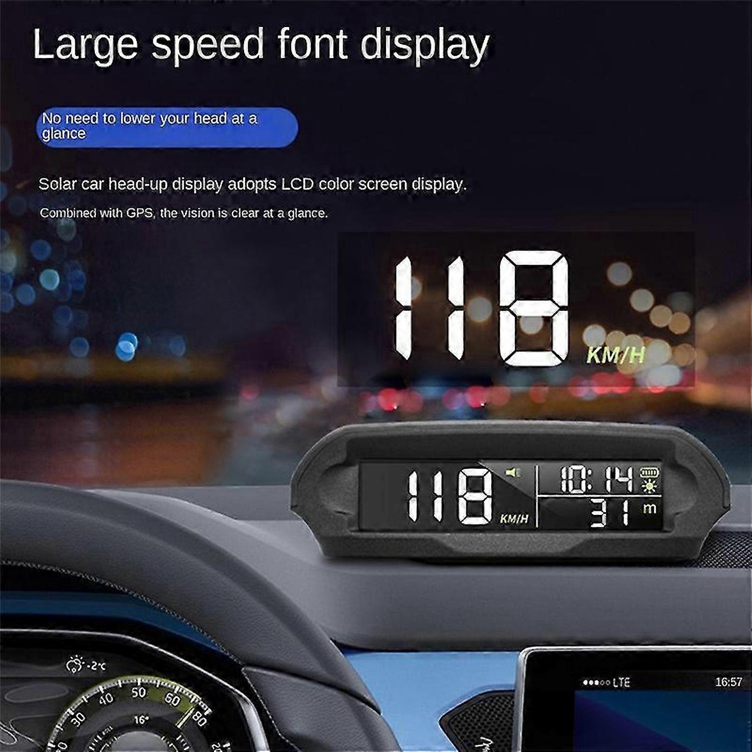 Universal HUD X 98 Car Solar Digital Meter GPS Speedometer Overspeed Alarm Distance Altitude Head Up