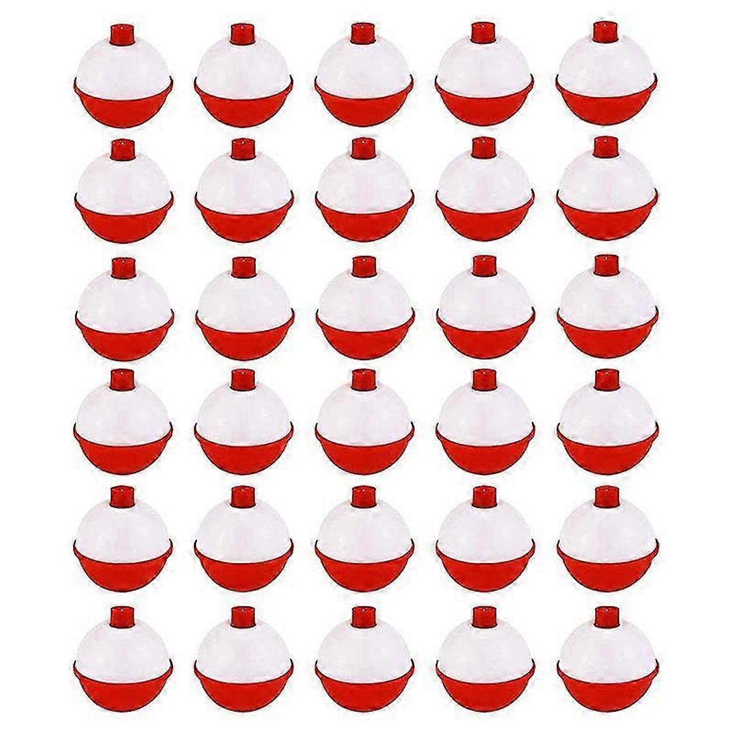 30Pcs Fishing Bobbers 1 Inch,Push Button Fishing Floats Red and White,Fishing Float and Bobbers