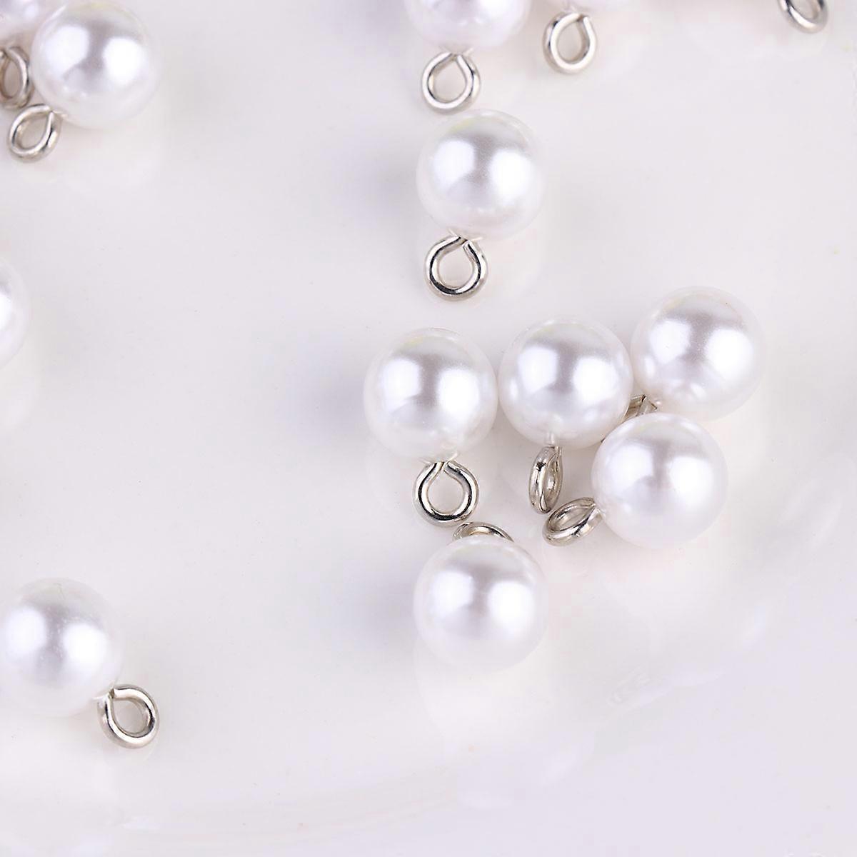 Pearl Button for Decor with 100Pcs White Embellishments for Clothing