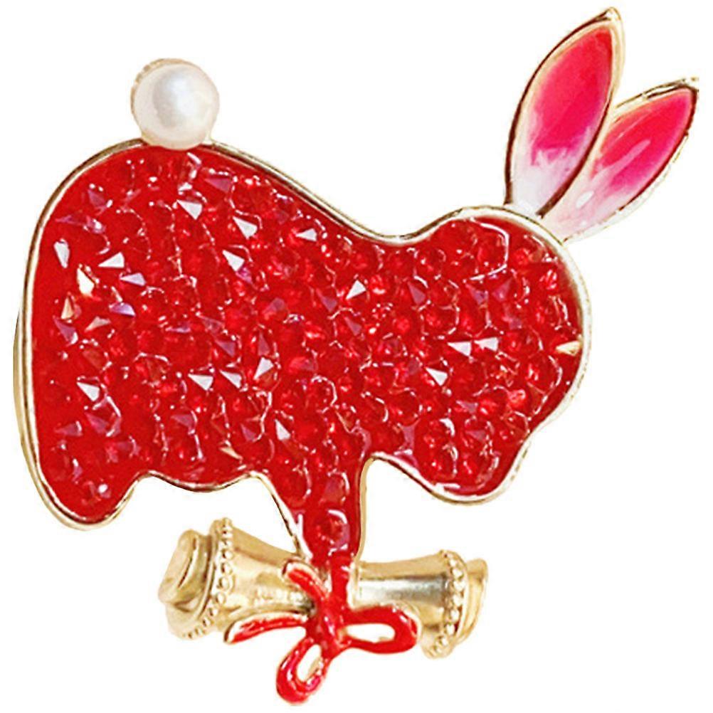 Red Bunny Brooch Copper Rabbit Pin for Clothes