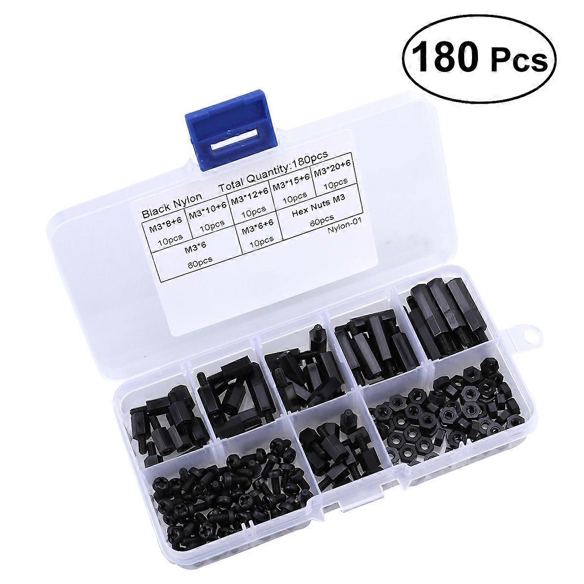 Black Nylon Screws Kit for 180Pcs Screw Nut Standoffs