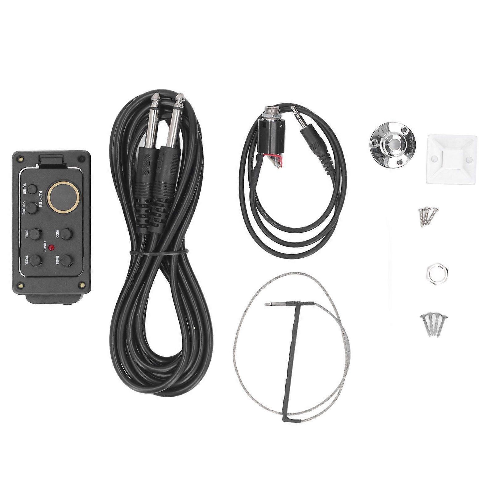 4 Band EQ Equalizer Preamp Amplifier Piezo Pickup Tuner Acoustic Guitar Equalizer with LCD Display Screen