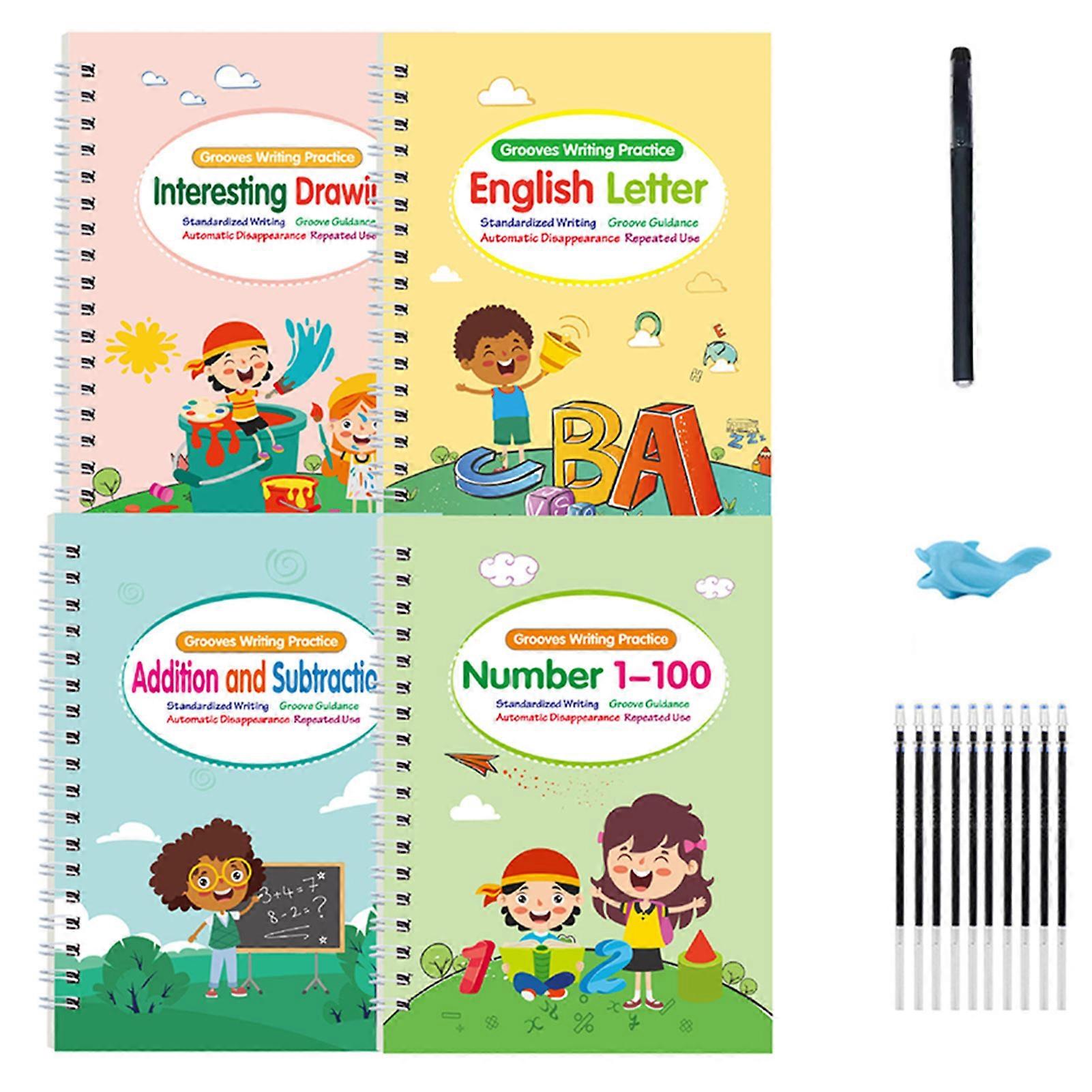 Kids Books Magics Grooved Practice Copybook for Pen Controling Classroom learning aid