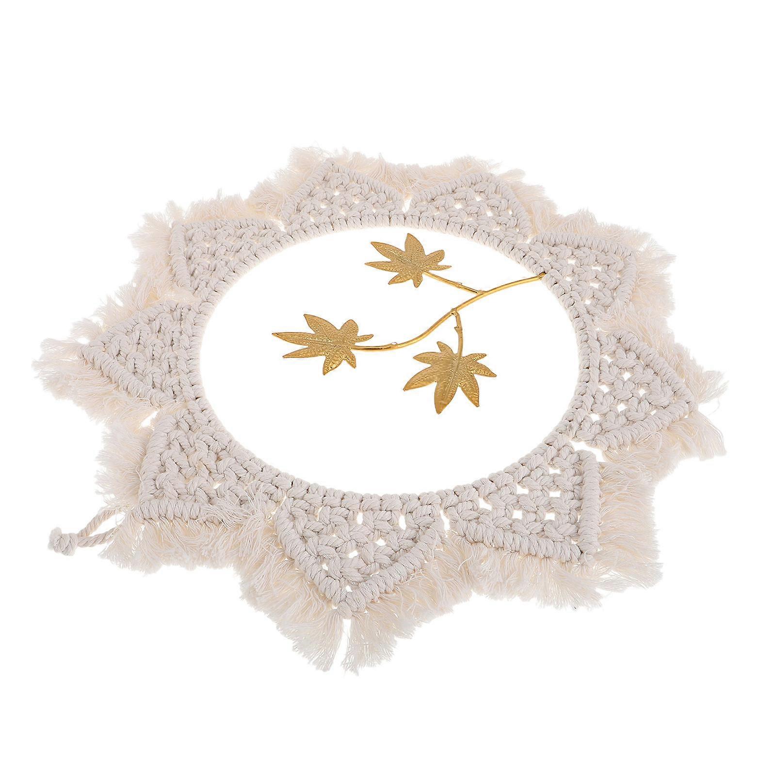 Beige Macrame Wall Hanging Tapestry for Decorative Ornament 5Pcs Set