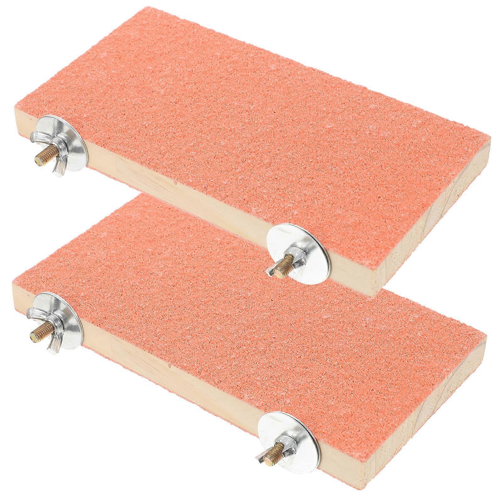 Bird Cage Accessory Wooden Platforms for Parakeets 4Pcs Pink