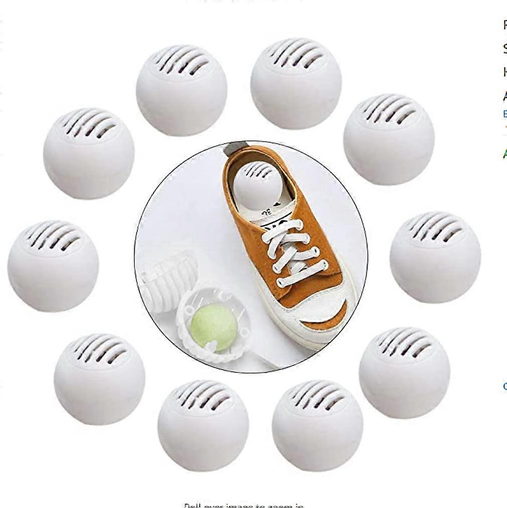 Shoe Deodorizer Balls For Sneakers White 10Pack Locker And Drawer Odor Eliminator