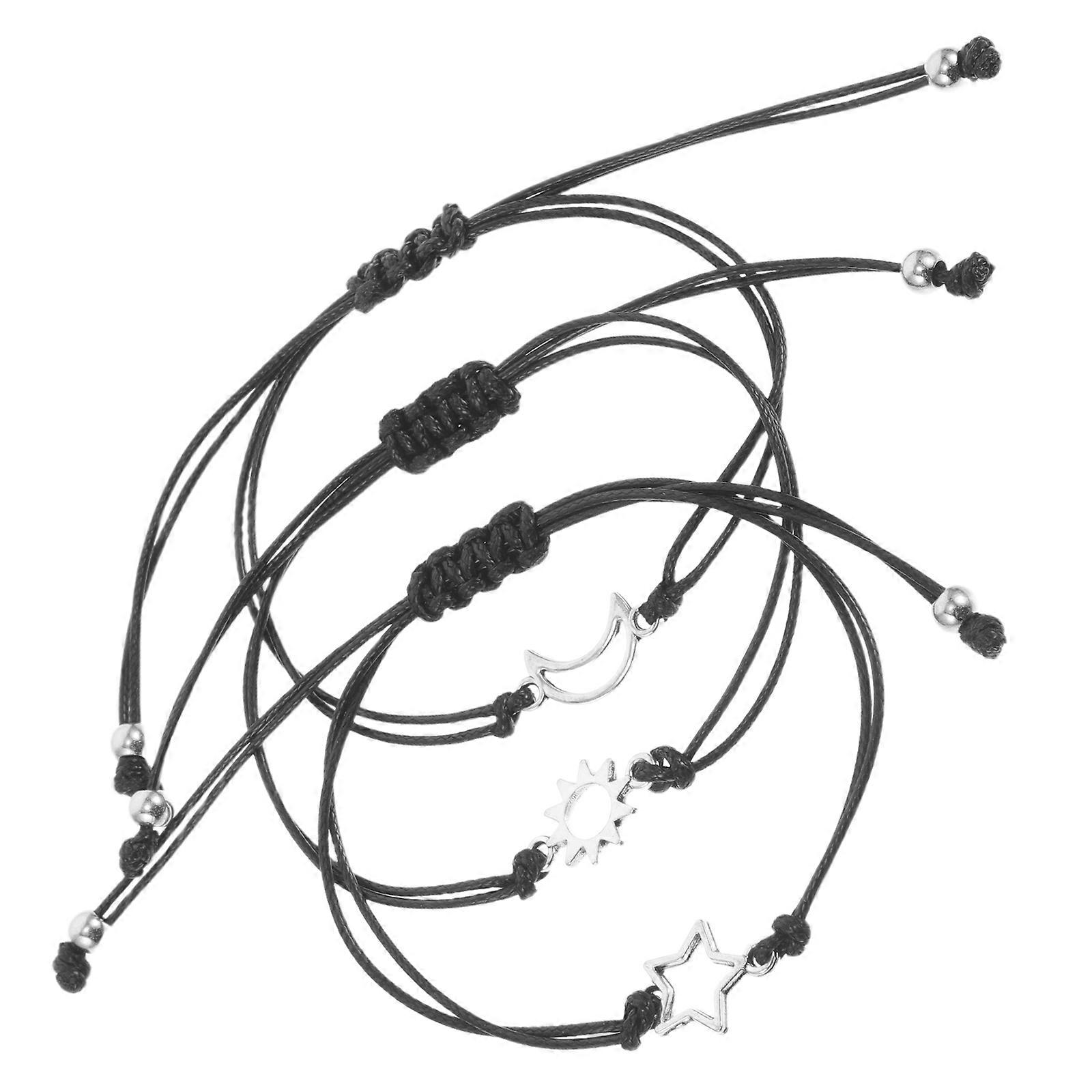 Handmade Adjustable Sun Moon Star Bracelet for Friendship 9Pcs Set