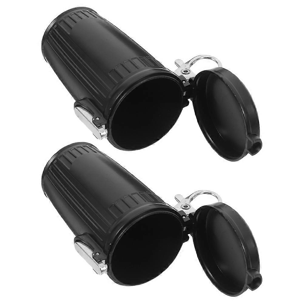 Compact Ashtray For Home Use Portable And Windproof Design Black Metal Sealed Lid 6 Pcs