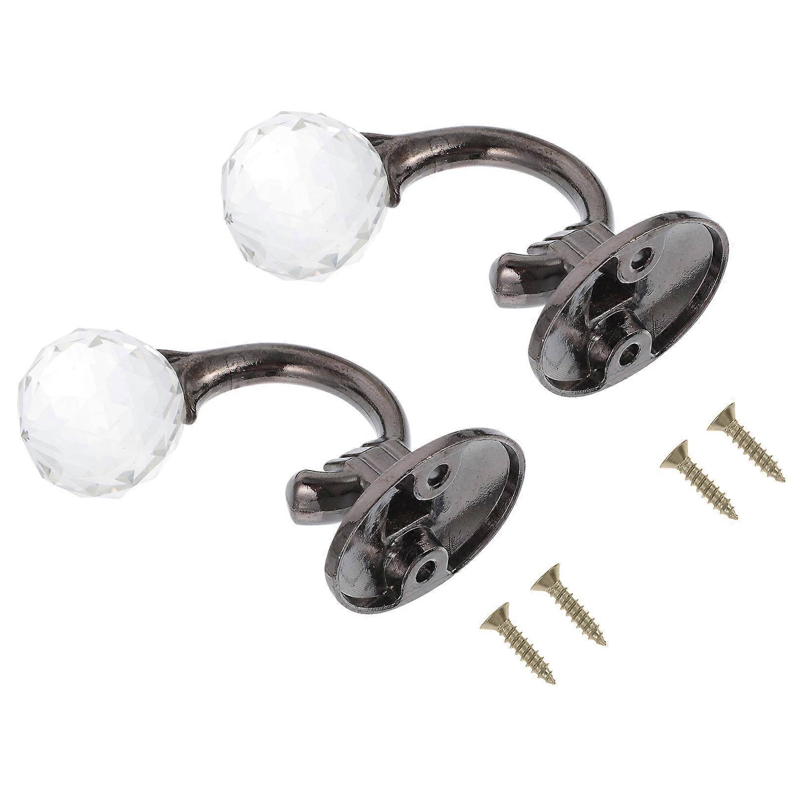 Household Black Zinc Alloy Curtain Hooks for Curtains 4Pcs with Crystal Design