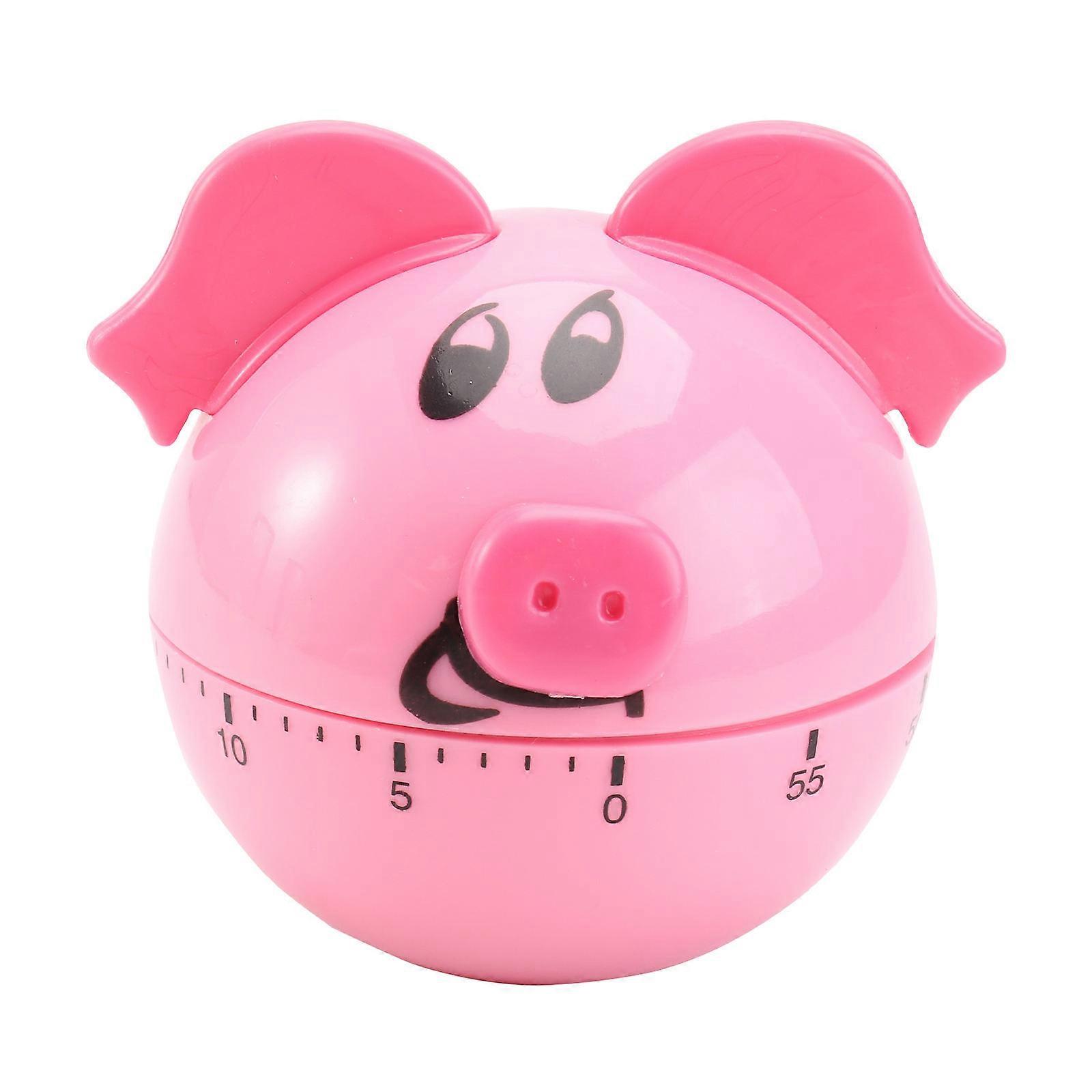Pink Pig Shaped Mechanical Timer for Kitchen Time Reminder 2Pcs