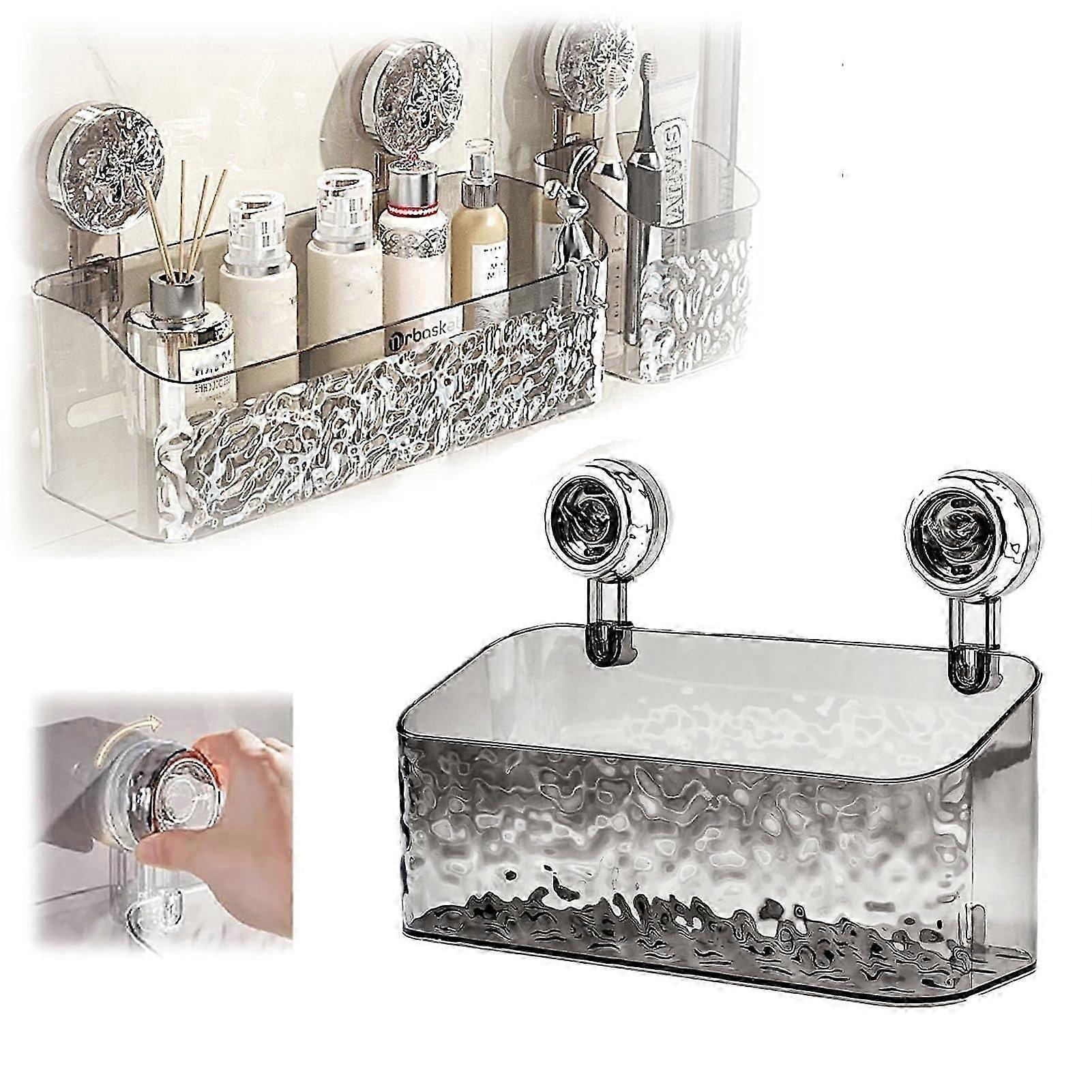 Suction Cup Shelf Light Luxury Style Pattern Glacier for Shower Bathroom Large