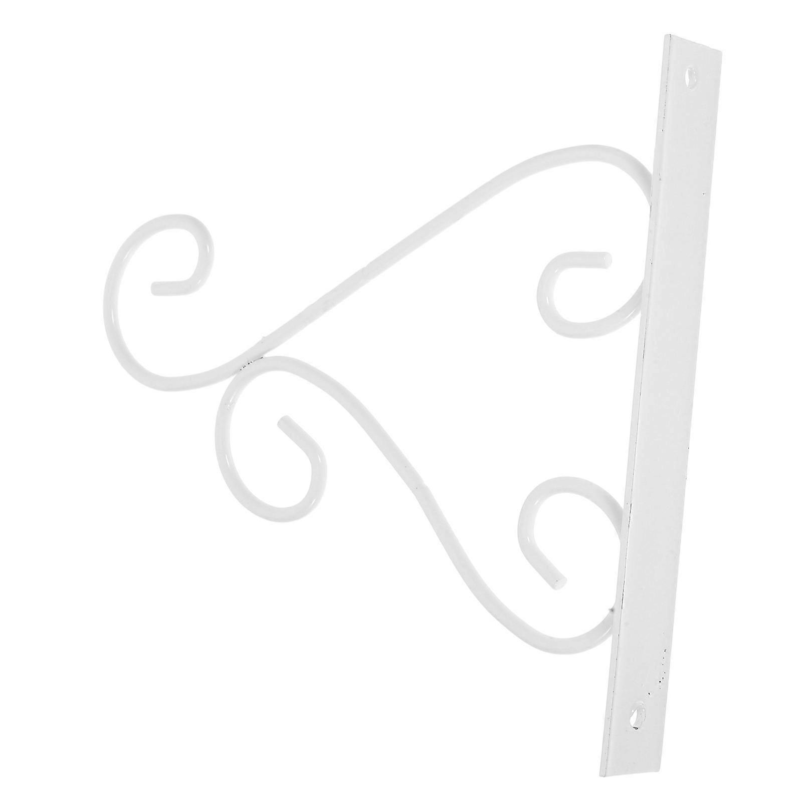 Kitchen Storage Hook White Wrought Iron Hanger for Flower Basket 2Pcs
