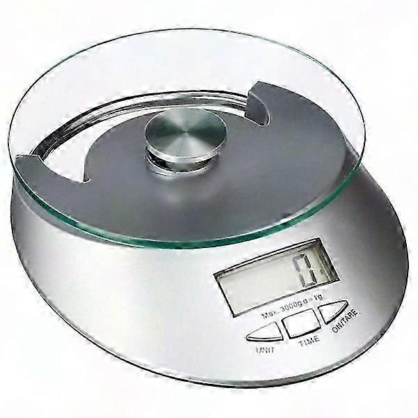 Digital Kitchen Scale - Glass & Metal Gray