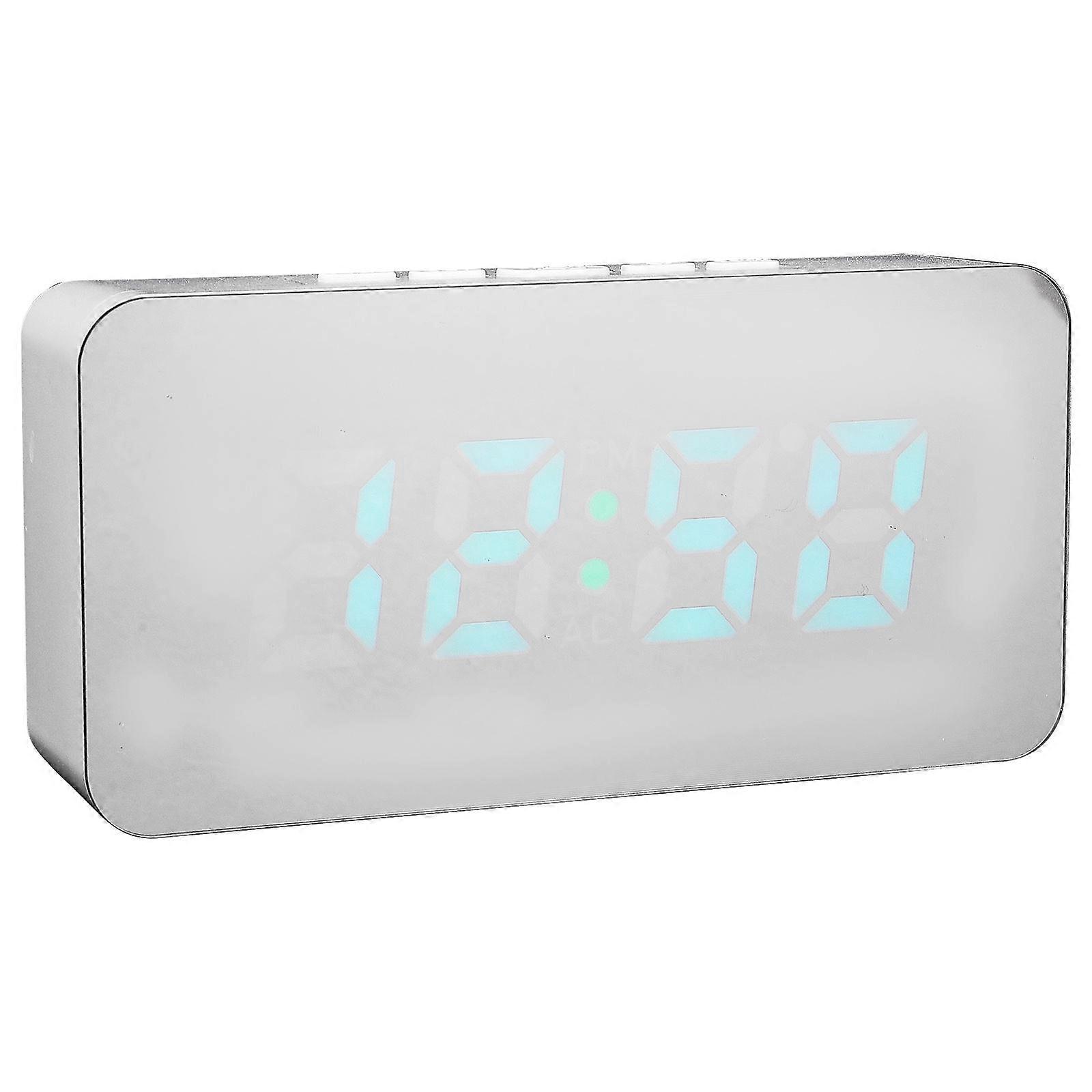 Portable Alarm Clock Creative Led Digital Clock Simple Design Round Mirror 1Set