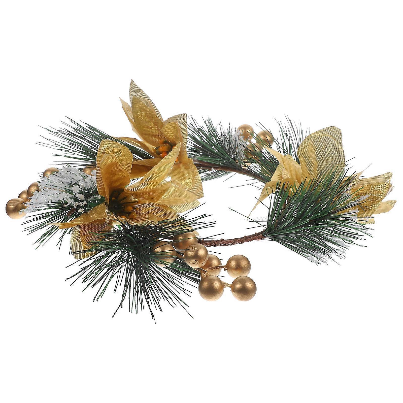 Christmas Candle Ring Wreath for Festive Pillar Candle Use 2Pcs