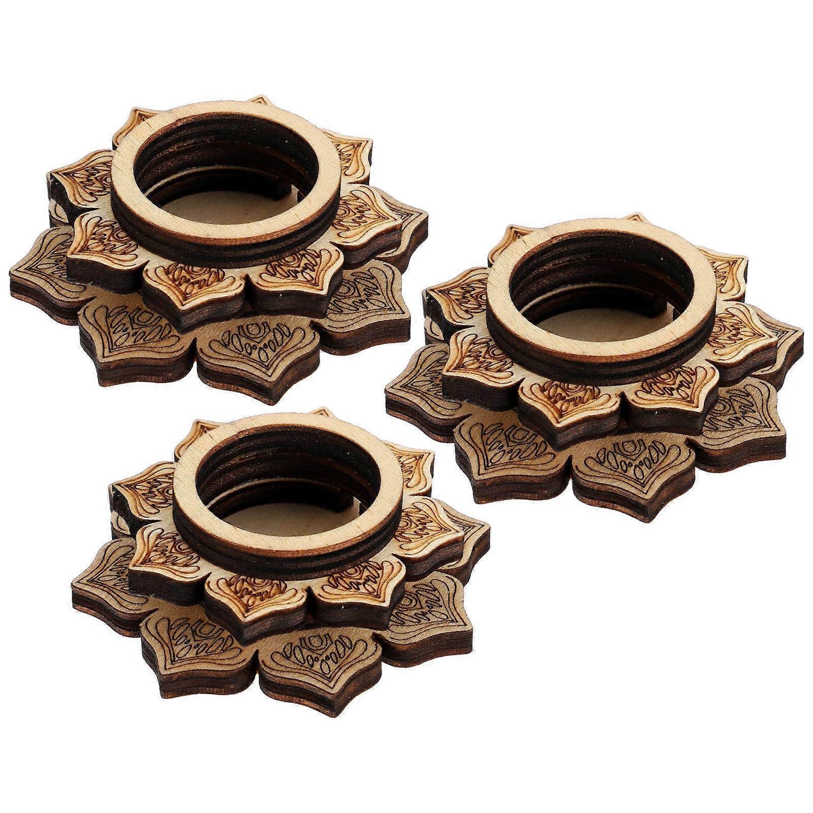 12Pcs Crystal Ball Display Stand Wooden Base for Office Decoration