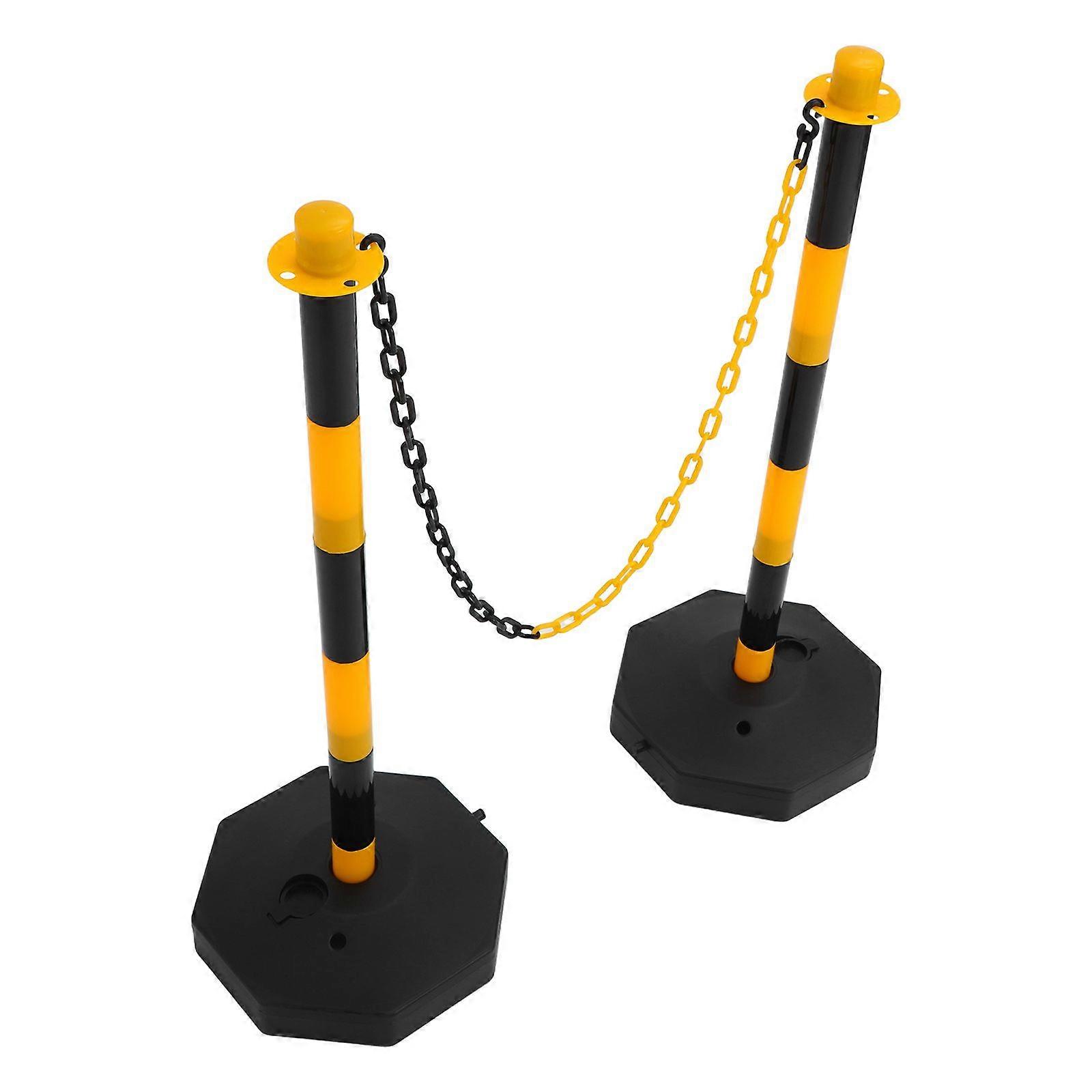 1 Set Traffic Delineator Post: Portable Safety Post with Fillable Base Reflective Collars and Plastic Chain Safety Barrier for Parking Lots Driveways 