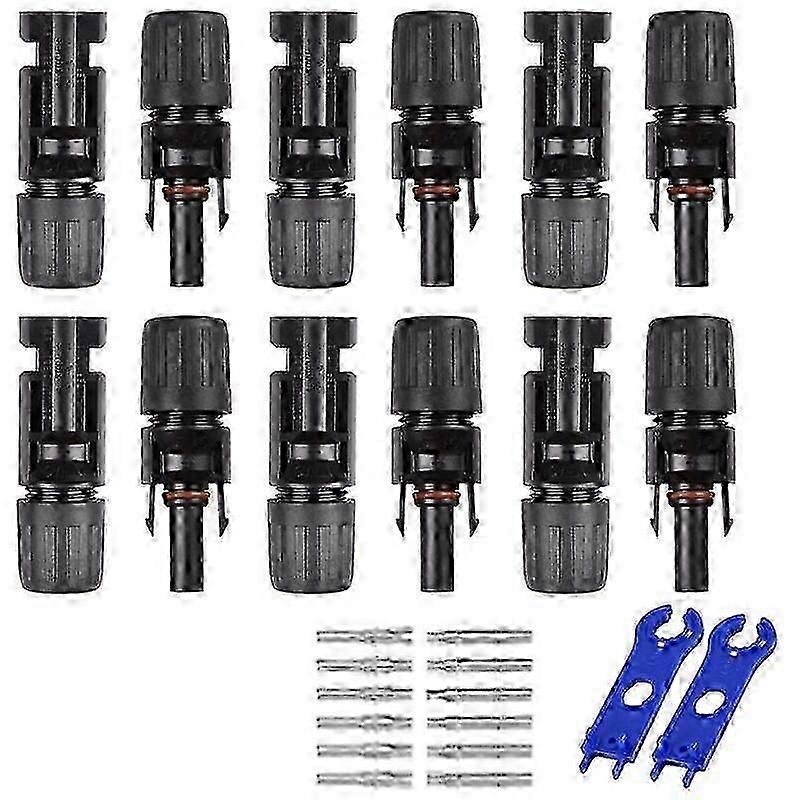 MC4 Male/Female Solar Panel Cable Connectors - 2 Pairs with Double Rings and Waterproof Joint