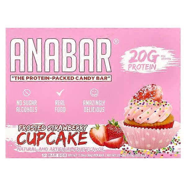 The Anabar, The Protein-Packed Candy BarÃÂÃÂÃÂÃÂ®, Frosted Strawberry Cupcake, 12 Bars, 2.29 oz (65 g) Each