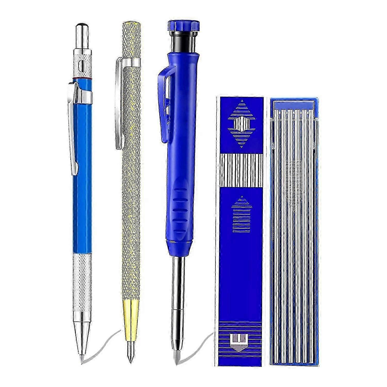 5 Packs Silver Streak Welders Pencil Set With Carbide Scriber Tool Solid Marker Metal Marking Tool Twa