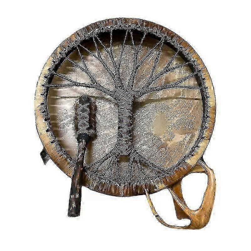 Handmade Shaman Drum with Tree of Life Design - Siberian Spirit Music Instrument for Meditation & Decor
