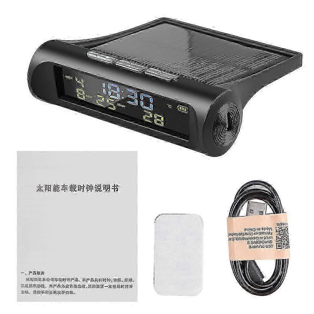Car TPMS Look Solar Car Digital Clock with LCD Time Date In-Car Temperature Display Auto Interior Accessories