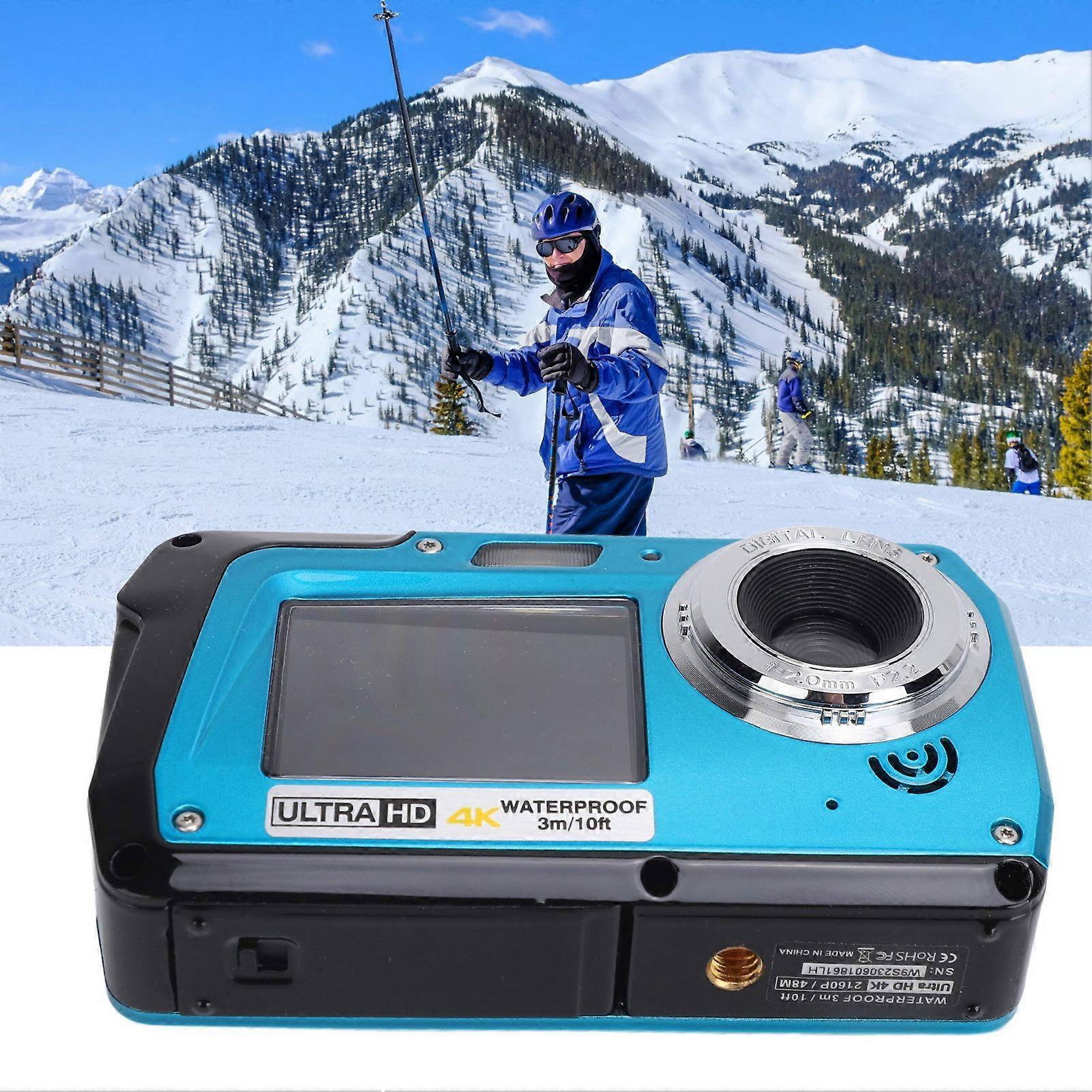 Underwater Camera 4K 56MP 16X Zoom Dual Screens 1700mAh 10FT Waterproof Digital Camera for Swimming Rafting Surfing