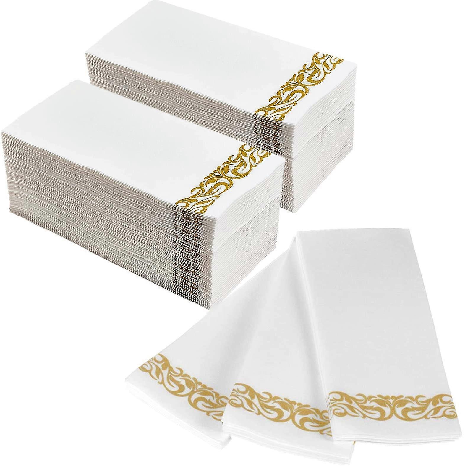 Disposable Hand Towels Linen Feel Guest Towels Gold Color 100 Count Paper Towels Cloth Like Paper Bathroom Towels