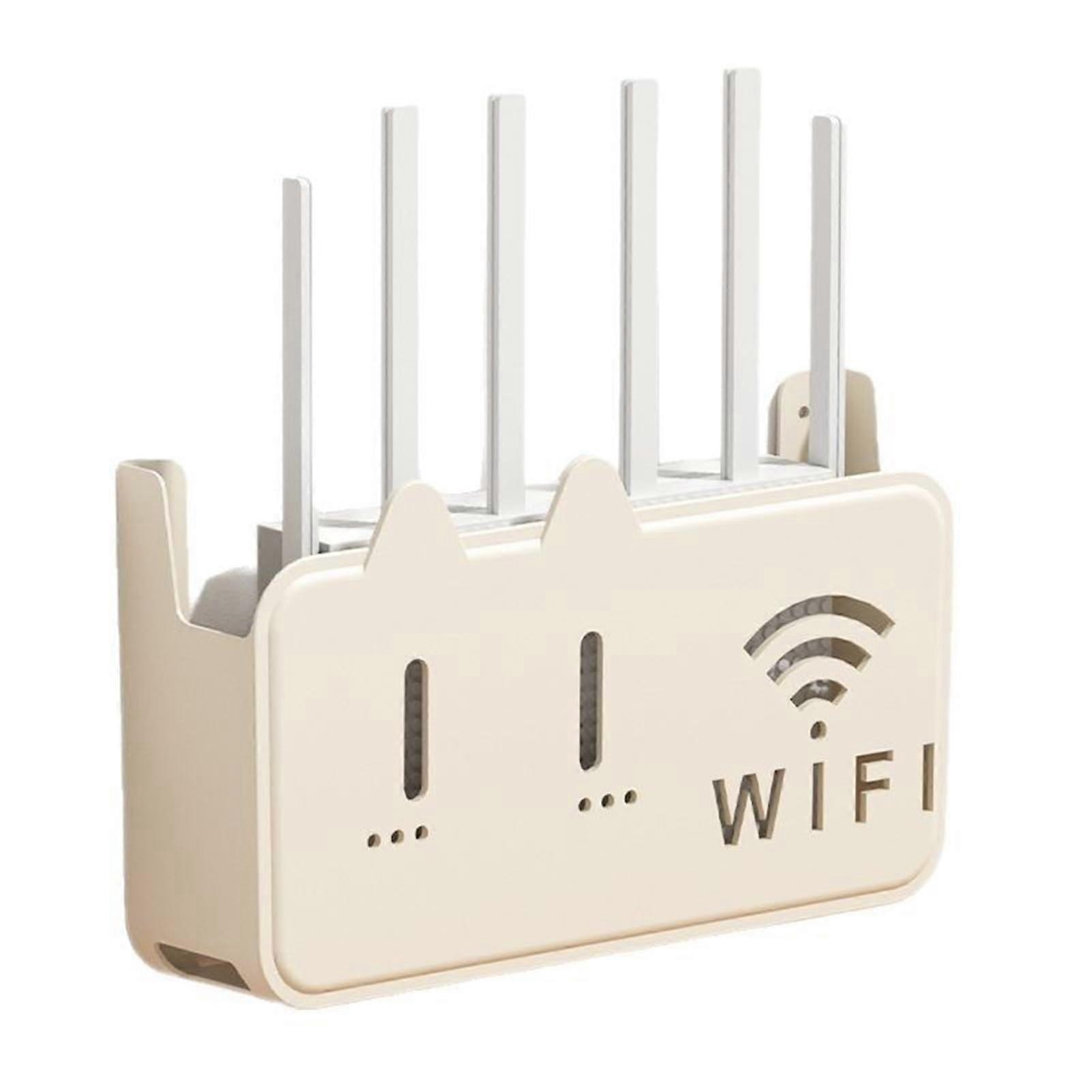 Wall Mounted WiFi Box Hider Beige Cable Management Router Storage Power Strip Hidden Router Organizer Office Home