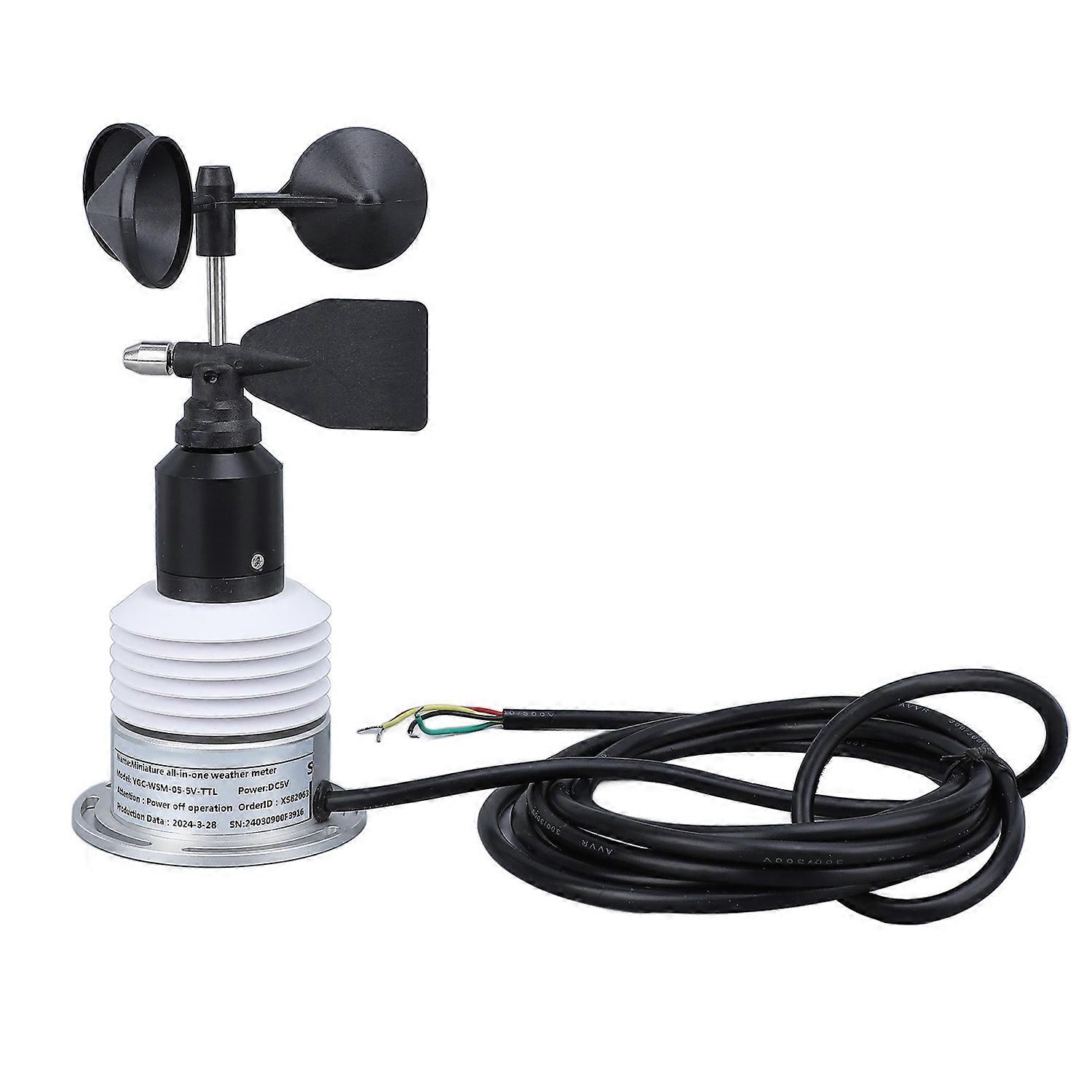 5 in 1 Weather Meter with Cable Wind Speed Wind Direction Temperature Humidity Air Pressure Multifun