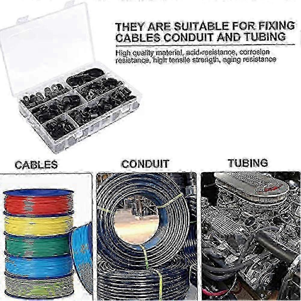 200pcs Assorted Plastic Nylon Cable Clamps - R-type & P-type for Hardware Tools 2025