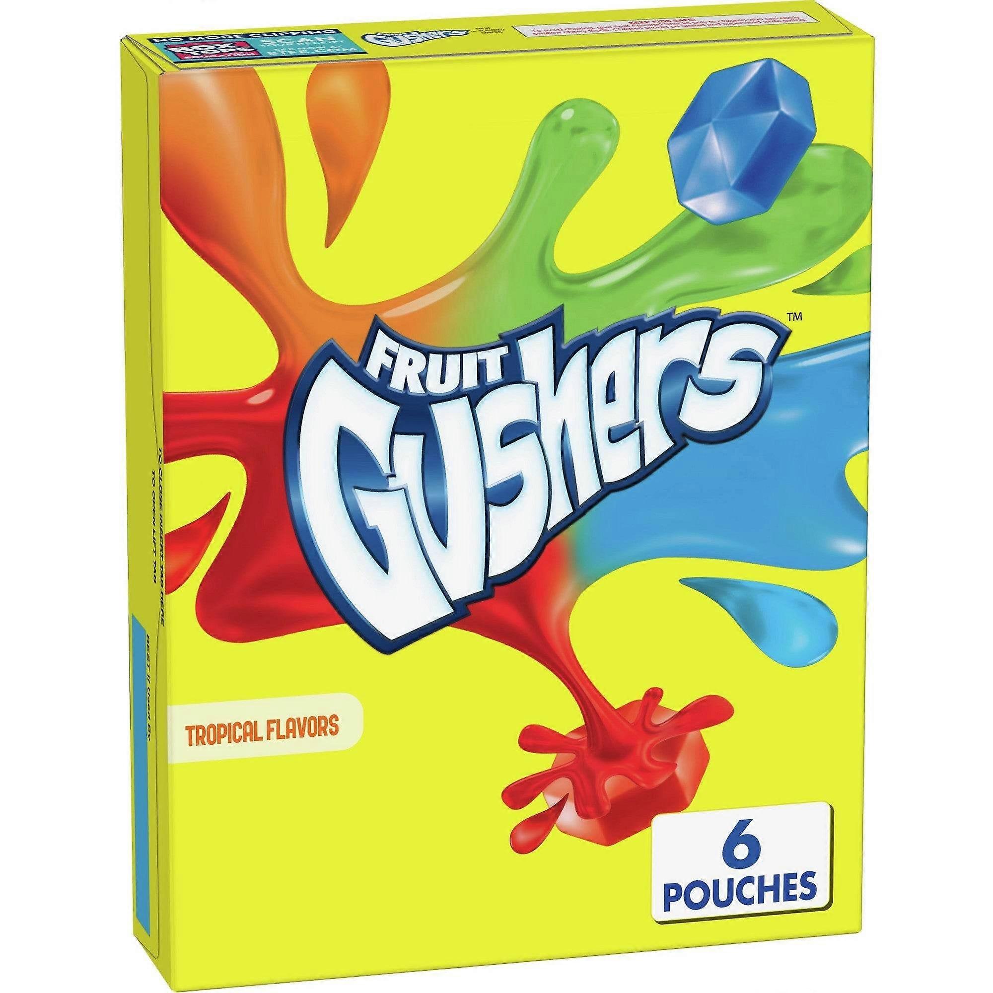 Fruit Gushers Fruit Snacks, Tropical Flavored, 6 Ea