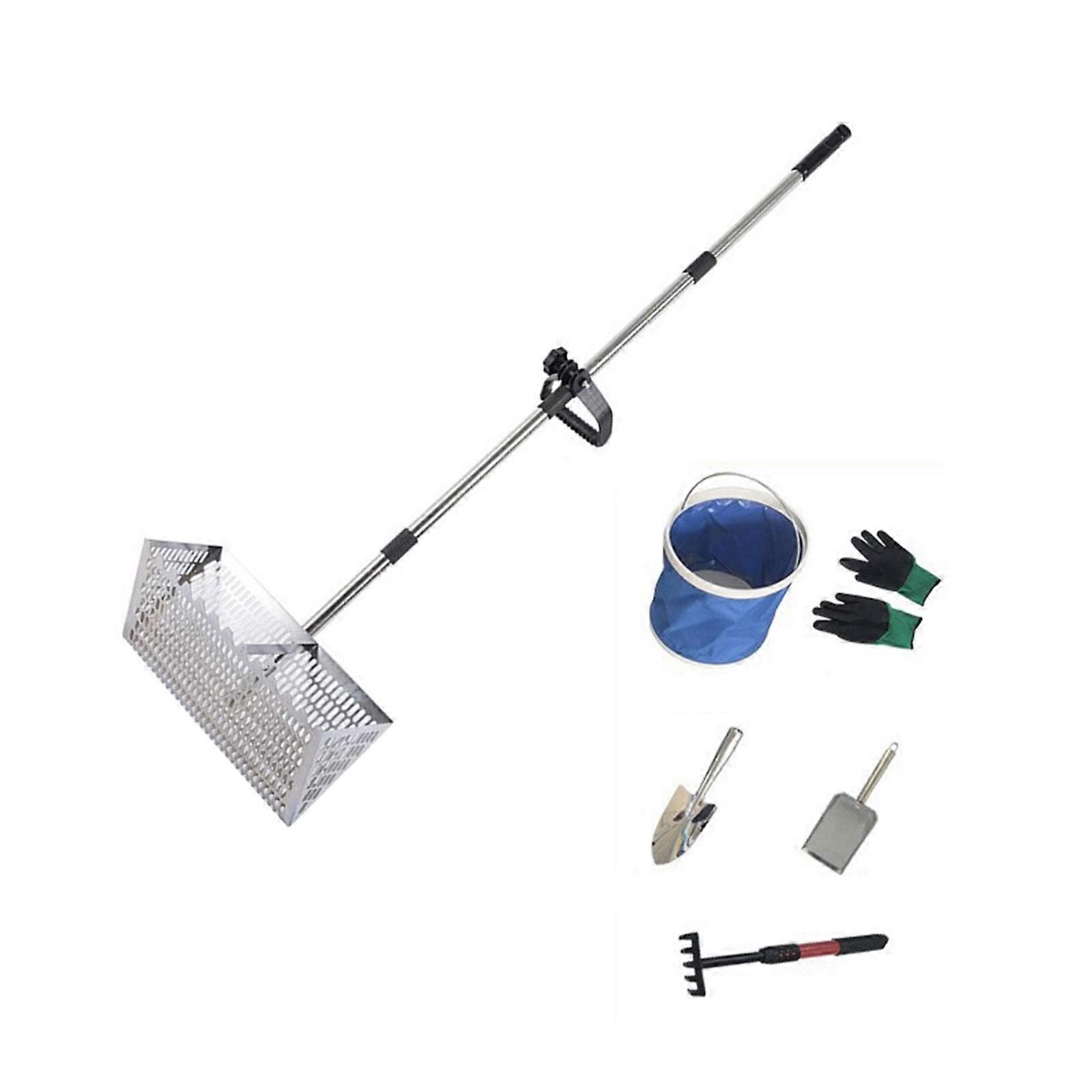 6 Part Rustless Beach Scuffle Set With Bucket Gloves Shovels For Efficient Crustacean Harvesting And Gardening Multicolor