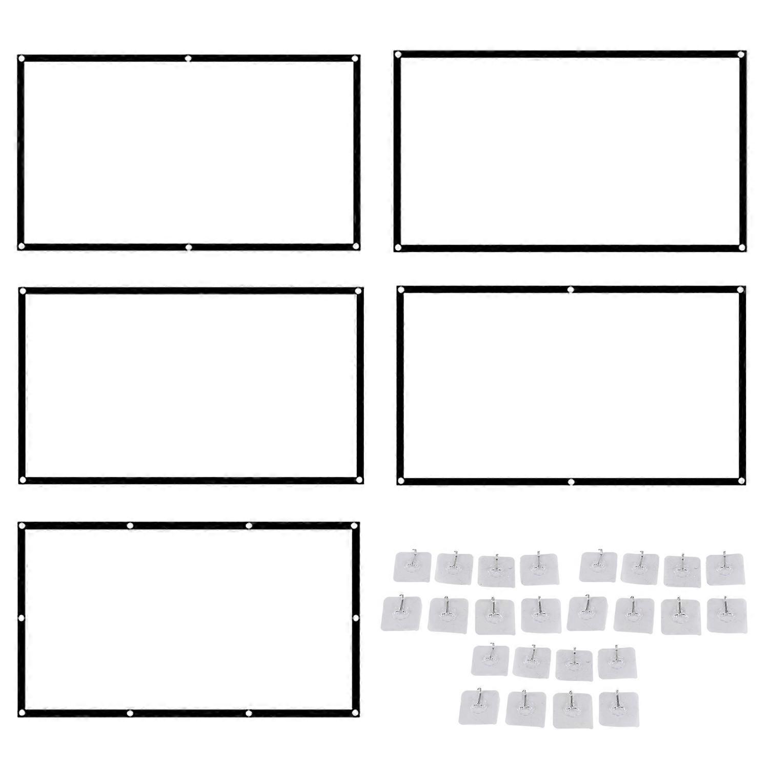 16:9 Portable HD Projector Screen Foldable Projection Curtain Polyester for Home Office100in