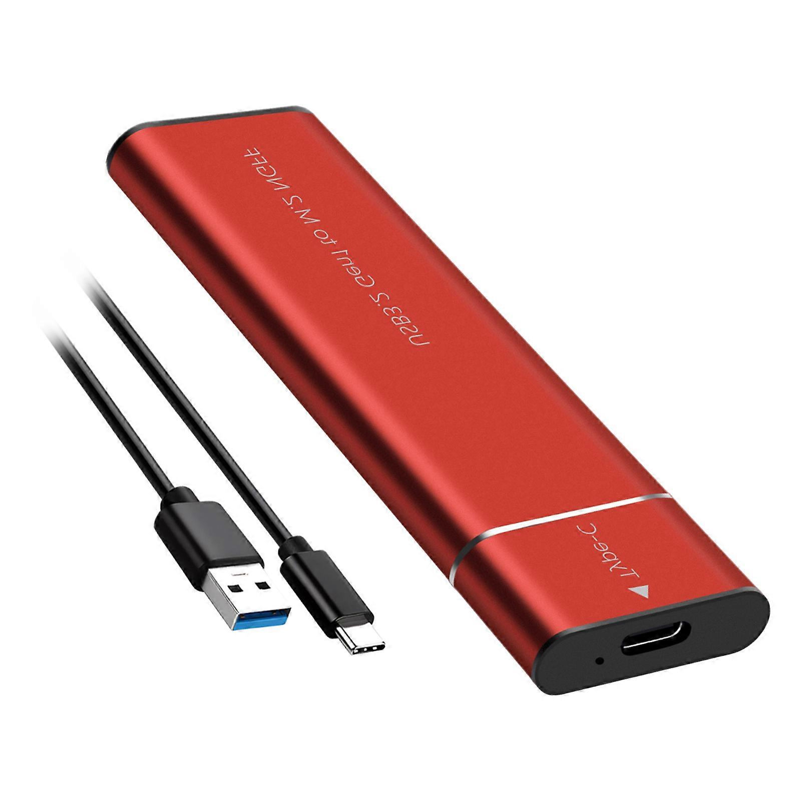 Fast M.2 Solid Disk Enclosure Case With USB3.2 5Gbps Type C Connection Metal Heat Dissipation Easy Installation For Game   red