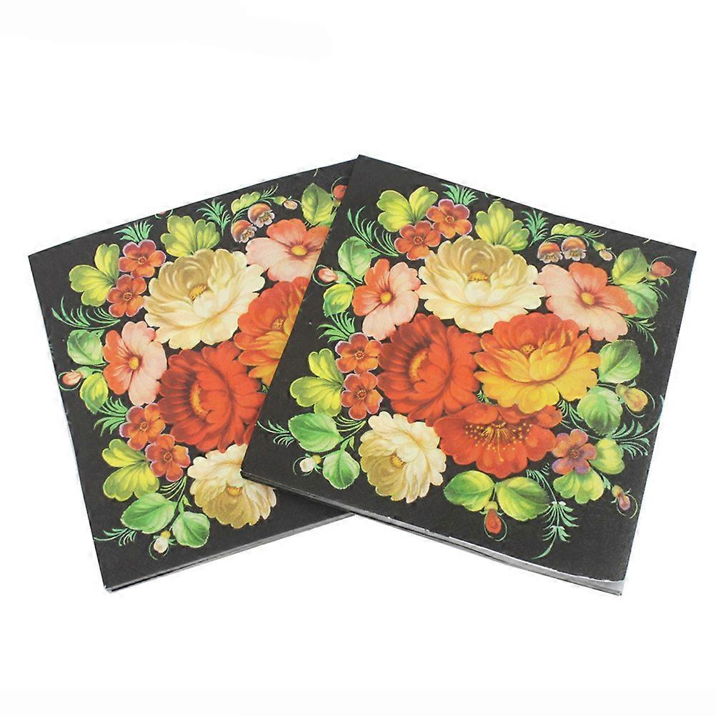 20PCS Color Printed Mapkins Camellia Facial Tissues Party Paper Camellia Printed Napkin Paper