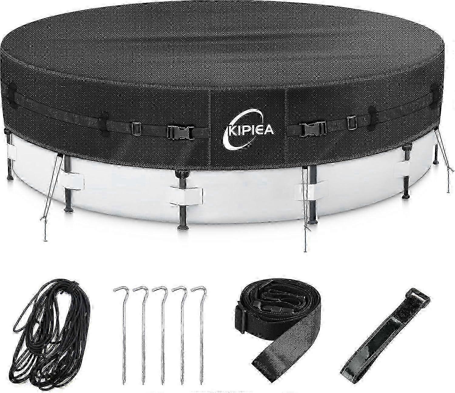 2025 Latest Model Upgrade 500D 18ft Round Pool Cover with Full Circle Straps