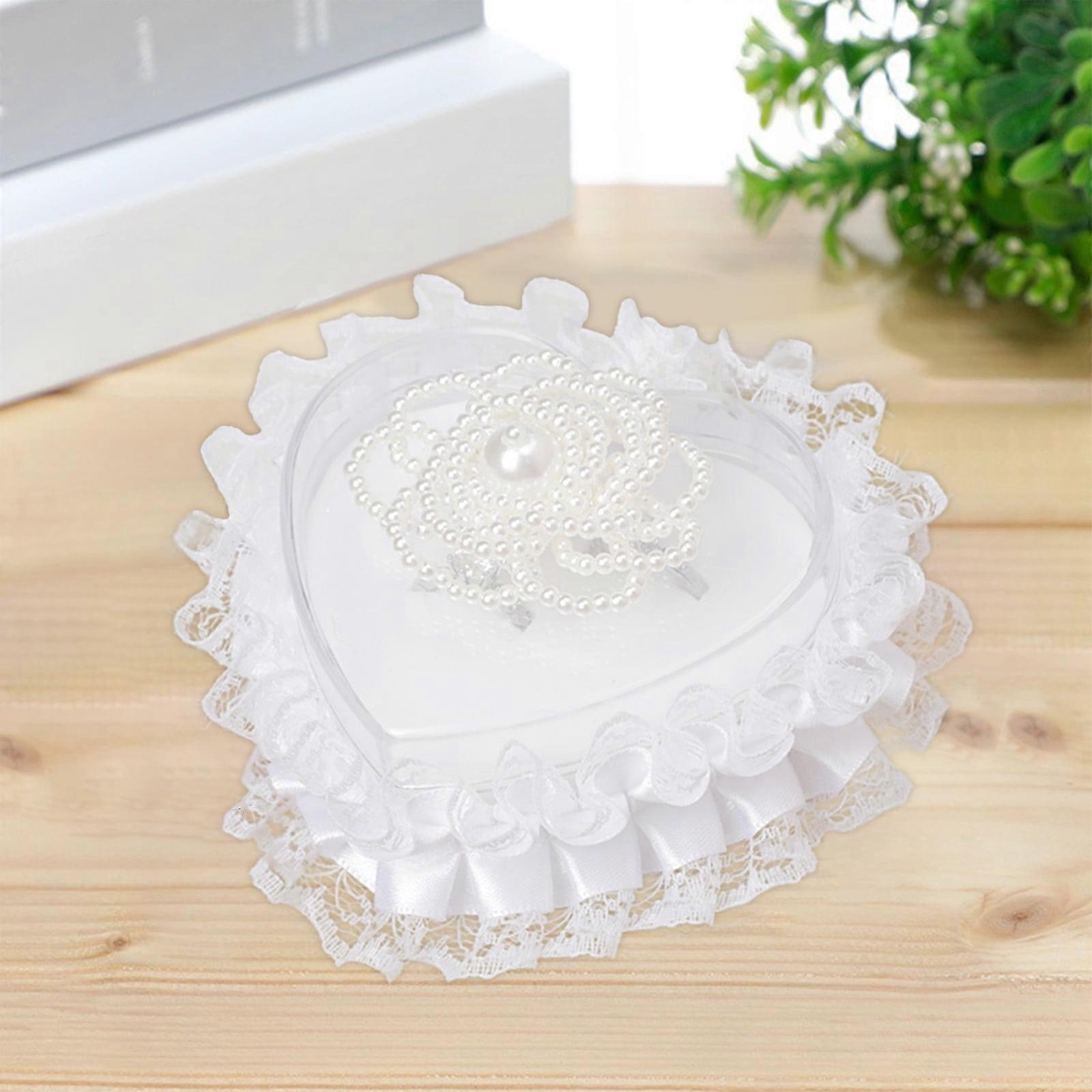 YiFudd Ring Box Heart Shaped Ring Box Portable Proposal Ring Holders Lace Ring Box Wedding Ring Pillow