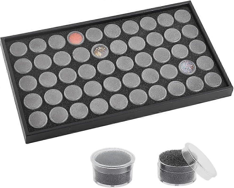 Black Foam Gem Jars Showcase with 50 Gemstones Storage Jar 37.5x21x2.5cm Stackable Display Tray for Watch Parts Jewelry Findings Storage Organizer