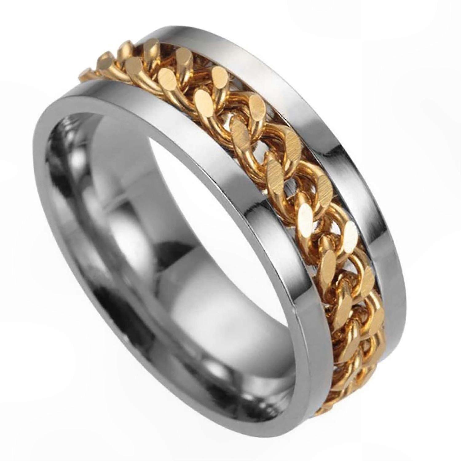 Rotatable Glittering Chain Design Ring for Men