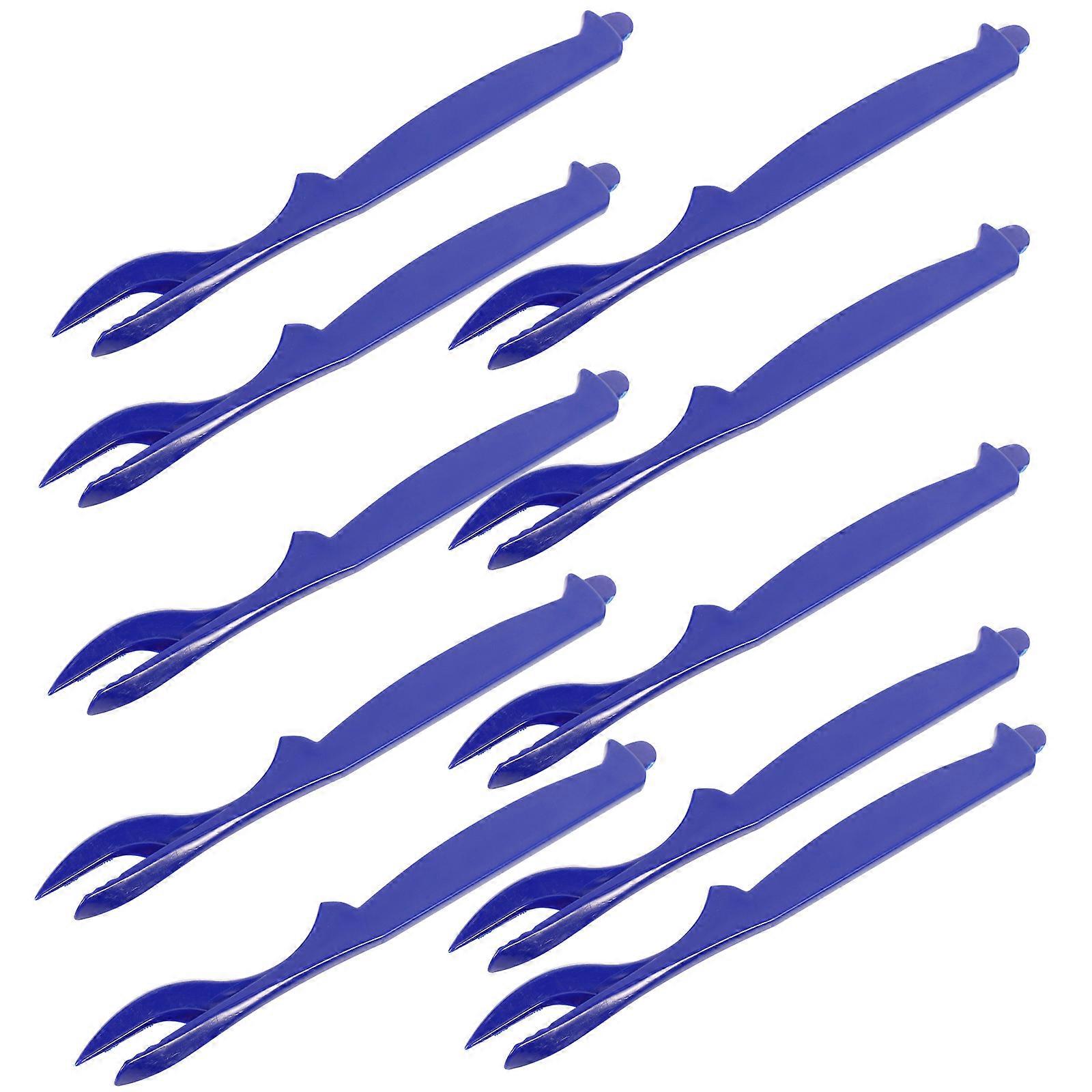 Seafood Fork Crab Leg Tools for Easy Shell Peeling 10Pcs Blue Plastic