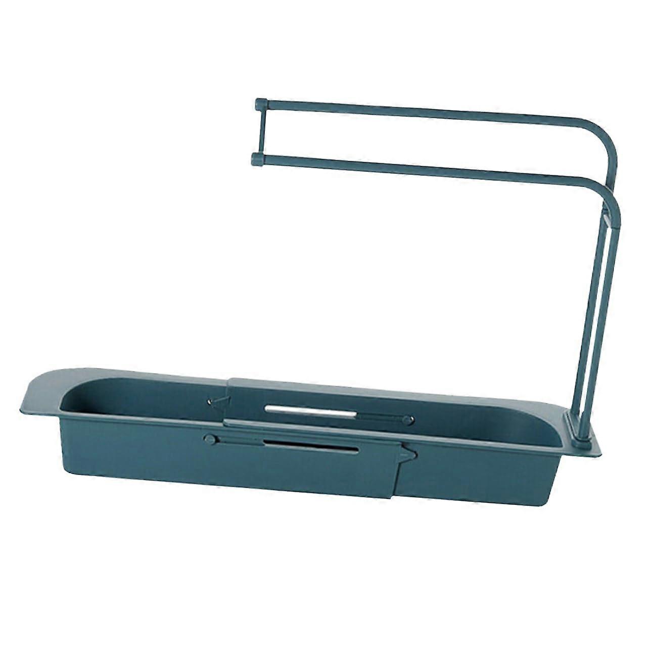 Over Sink Dish Drying Rack with Adjustable Telescopic Length, Expandable Sponge and Soap Holder