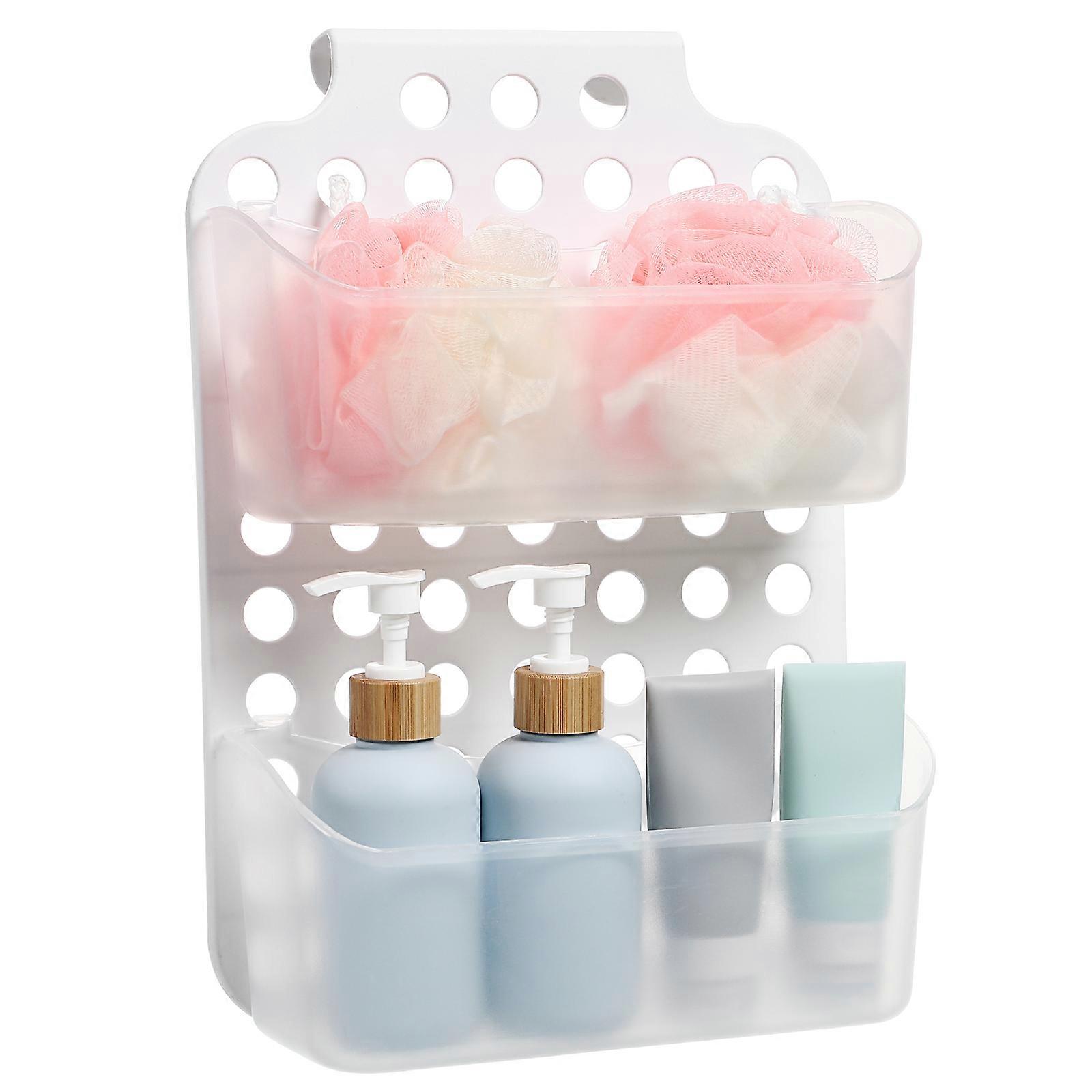 No Drilling 1 Set Shower Storage Organizer Bathroom Kitchenware Rack Free Container