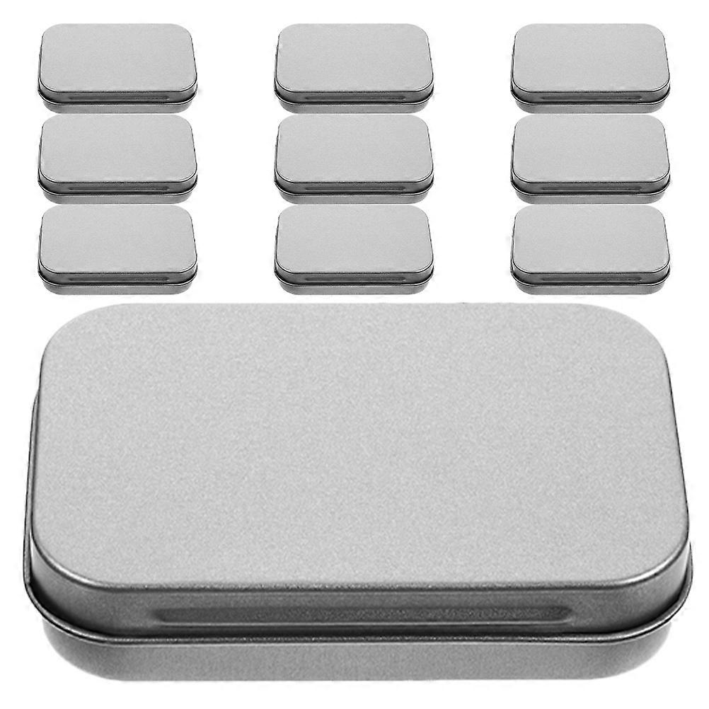 Hemoton 10pcs Mini Rectangular Tinplate Boxes with Lids Hinged Metal Box Container Portable Small Storage Solution