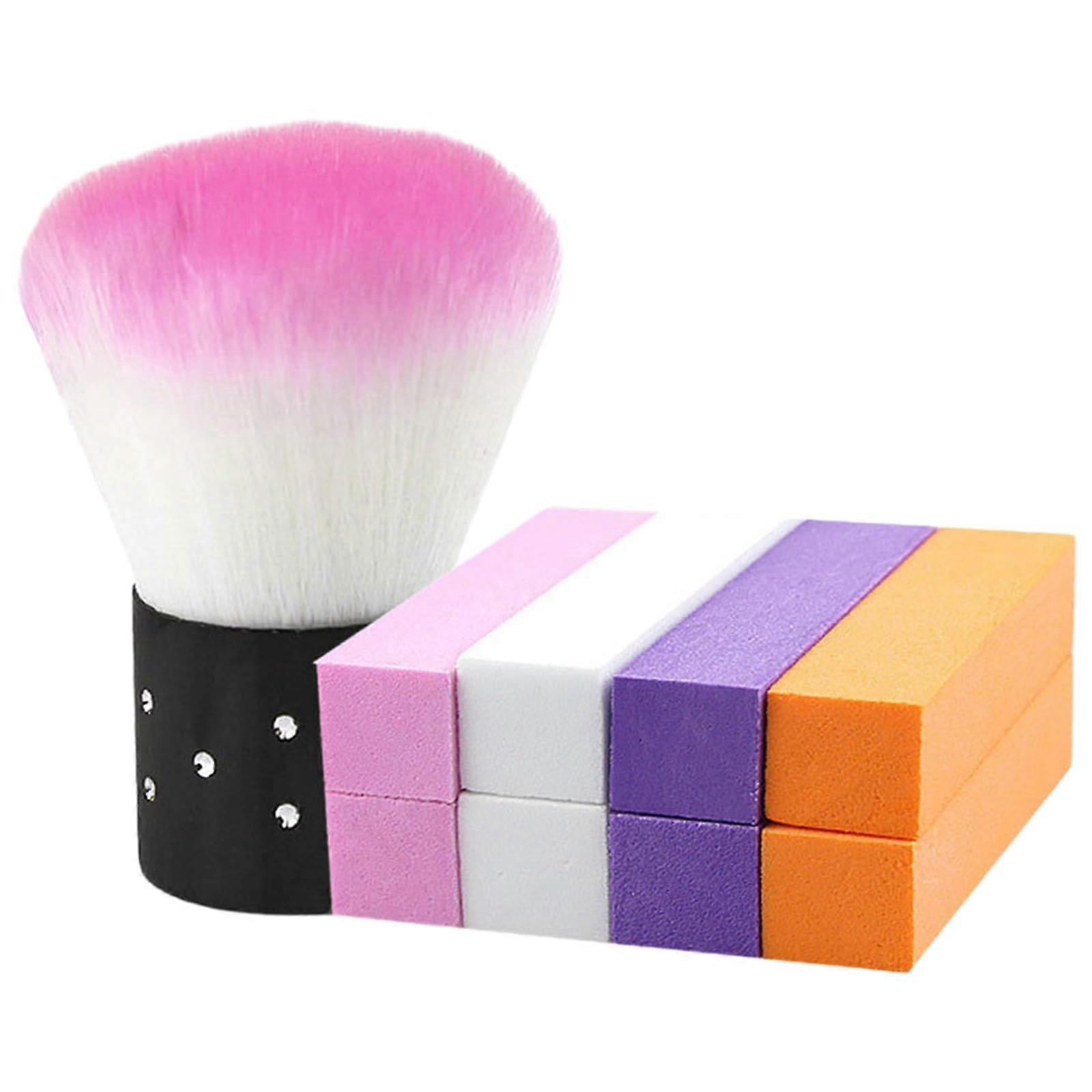 8pcs Nail Buffer Blocks and Brush Set for Smooth Finish on Natural and Acrylic Nails