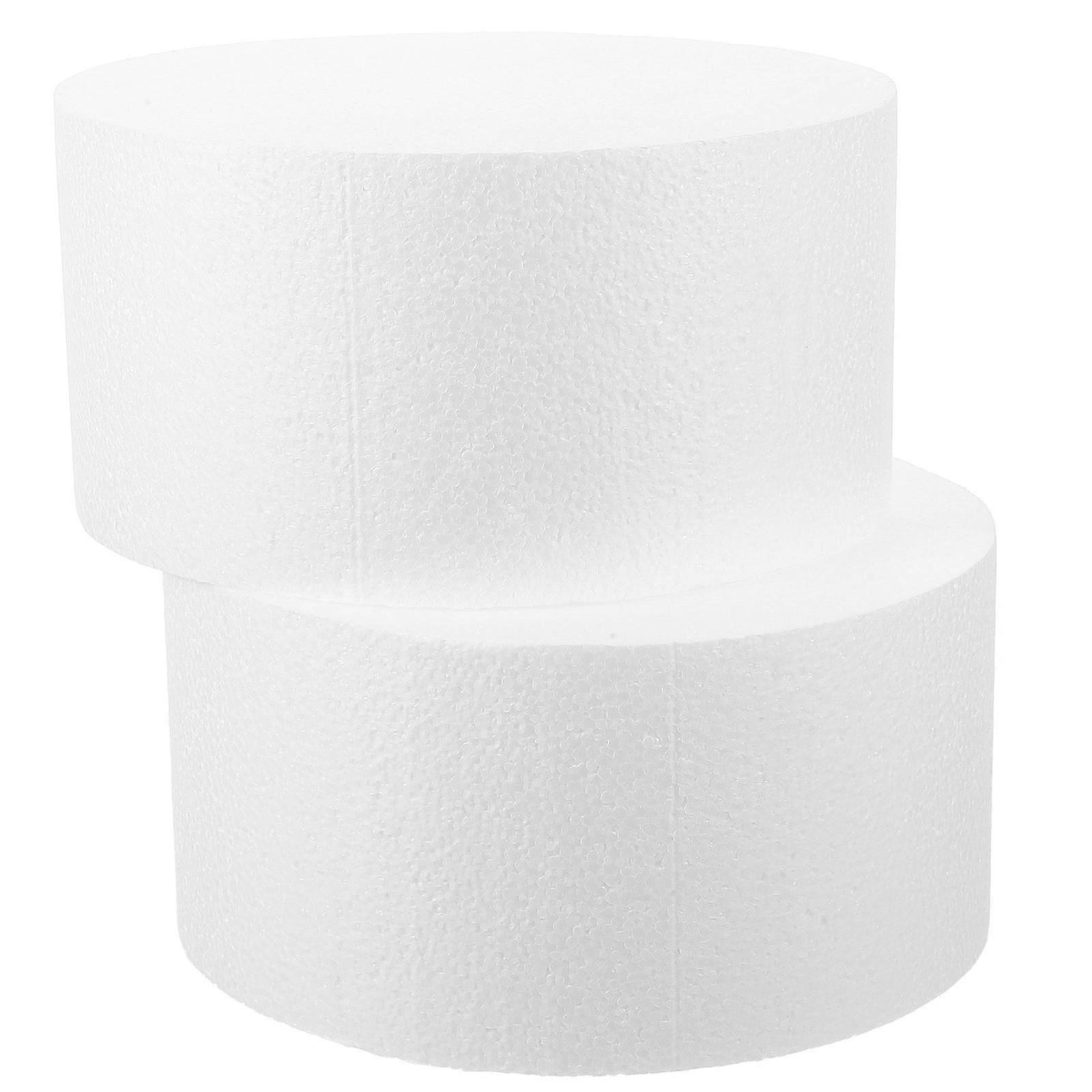 Cake Foam Model Round Cake Dummy for Baking Practice 2Pcs White
